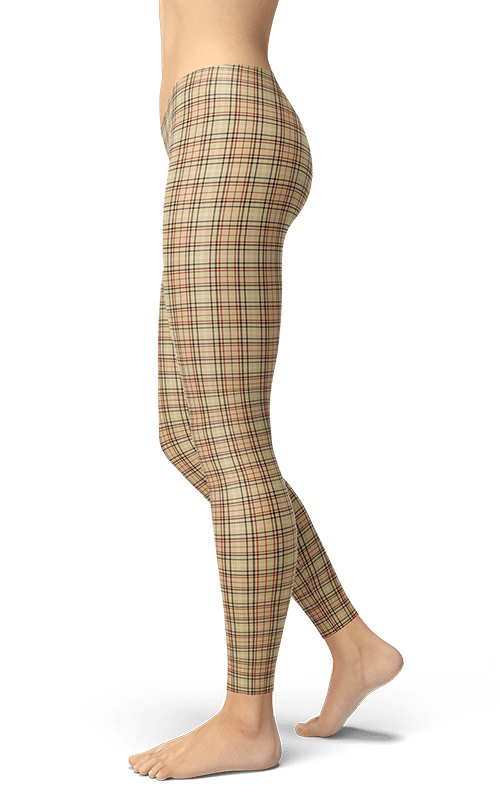 classic camel tartan leggings plaid yoga pants activewear for women gym and fitness tights athletic bottoms athleisure