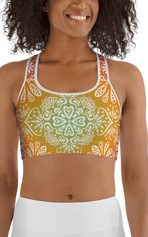 gradient mandala sports bra yoga wear gym fitness apparel activewear athleisure